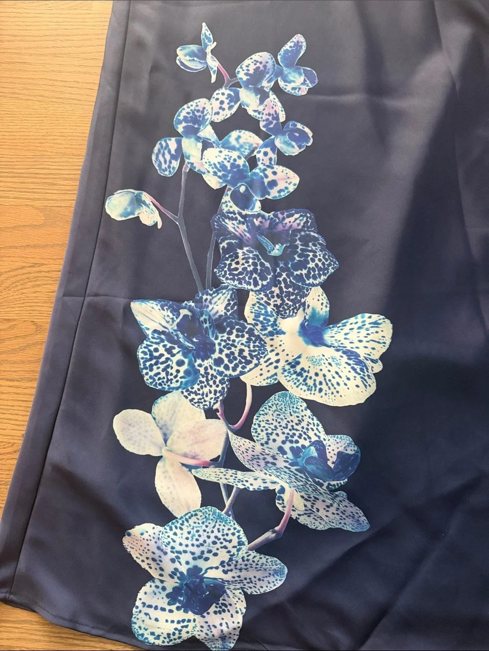 Abercrombie & Fitch Navy Maxi Skirt with Blue Orchid Print